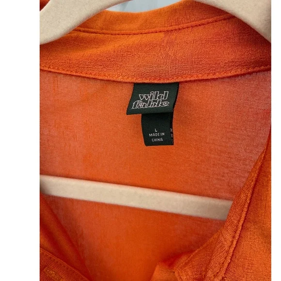 Wild Fable Burnt Orange Silky Flowing Dress Large Sz - Picture 6 of 11